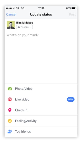 Facebook Live How To Step 1 - Screenshot