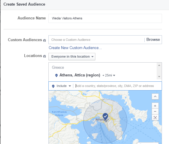 Διαφήμιση Facebook - Saved Audience Settings