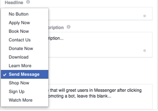 Facebook διαφήμιση Messenger Destination - Βήμα 5