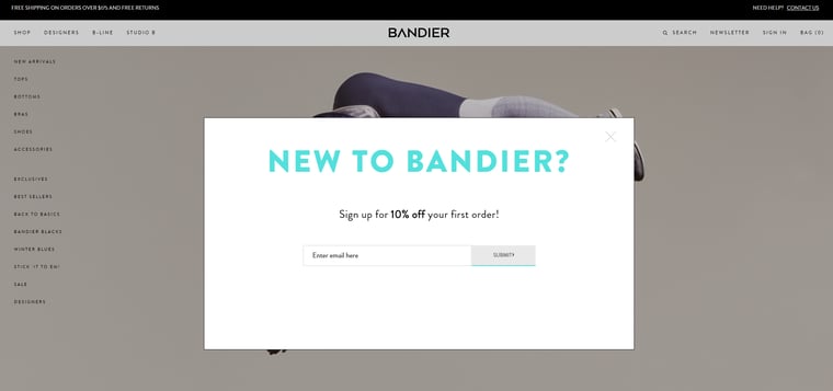 bandier sign up form