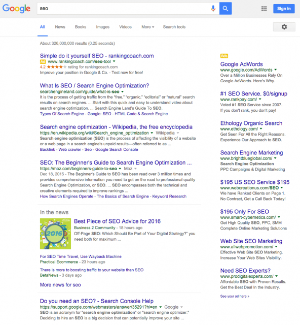 google ads in serps screenshot