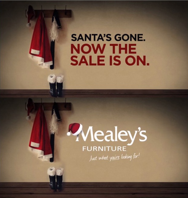 Παράδειγμα επέκτασης προσφορών μετά τα Χριστούγεννα από το e-shop επίπλων Mealey's Furniture