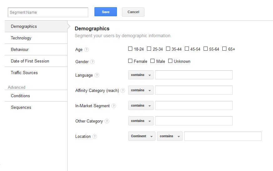 Google Analytics segments